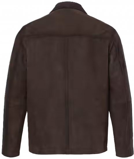 JP1880 Leather Jacket Goat Suede Shirt Collar Dark Brown - Takit - Miesten Takit, isot koot – 2XL – 12XL