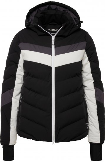 Ulla Popken HYPRAR Chevron Stripe Triple Function Quilted Fully Lined Ski Jacket Black - Takit - 