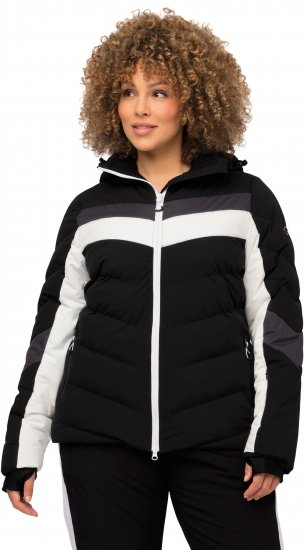 Ulla Popken HYPRAR Chevron Stripe Triple Function Quilted Fully Lined Ski Jacket Black - Takit - 