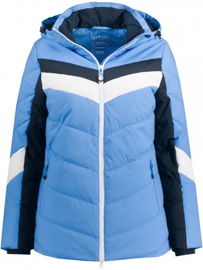Ulla Popken HYPRAR Chevron Stripe Triple Function Quilted Fully Lined Ski Jacket Pastel Petrol - Takit - 