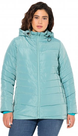 Ulla Popken Quilted Water Repellent Jacket Soft Turquoise - Takit - 