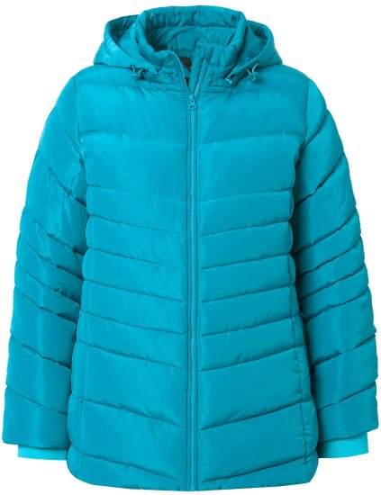 Ulla Popken Quilted Water Repellent Jacket Turquoise - Takit - 