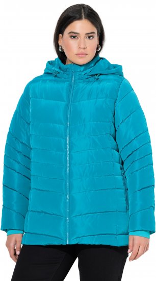 Ulla Popken Quilted Water Repellent Jacket Turquoise - Takit - 