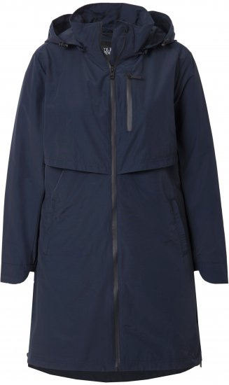Ulla Popken Hooded with Zippered Pockets and Zippered Side Slits Jacket Navy - Takit - 