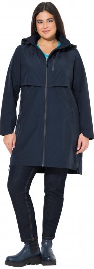 Ulla Popken Hooded with Zippered Pockets and Zippered Side Slits Jacket Navy - Takit - 