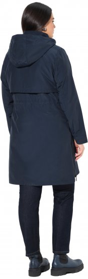 Ulla Popken Hooded with Zippered Pockets and Zippered Side Slits Jacket Navy - Takit - 
