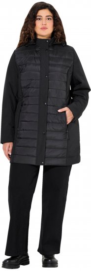 Ulla Popken HYPRAR Mixed Texture Water-Repellent Jacket Black - Takit - 