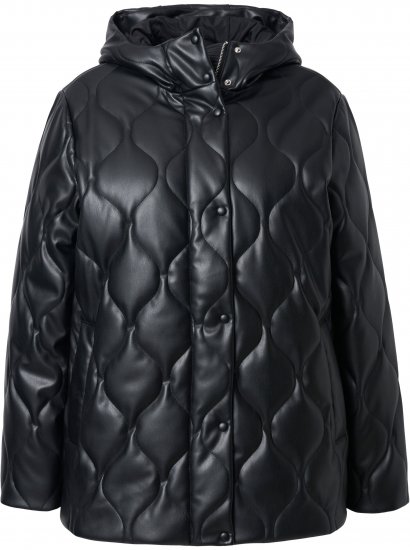 Ulla Popken Faux Leather Quilted Jacket Black - Takit - 