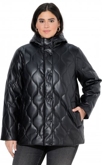 Ulla Popken Faux Leather Quilted Jacket Black - Takit - 