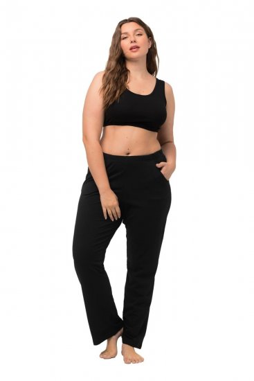 Ulla Popken Bootcut Elastic Waist Cotton French Terry Sport Pants Black - Ulla Popken - Ulla Popken plus-size-vaatteet