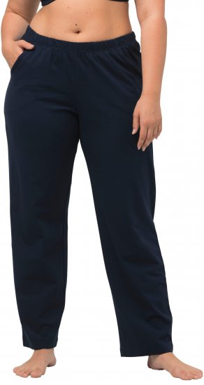 Ulla Popken Bootcut Elastic Waist Cotton French Terry Sport Pants Night Blue - Farkut & Housut Isoissa Koissa – Plus Size - 