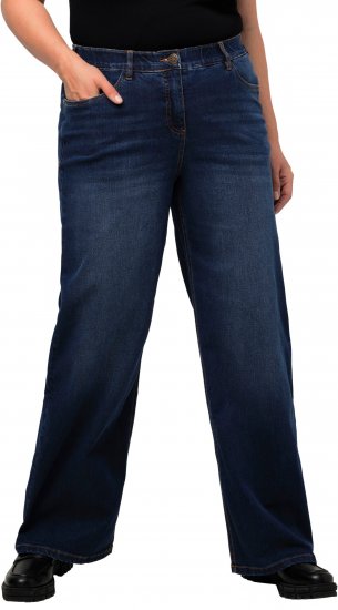 Ulla Popken Mary Fit Wide Leg Stretch Jeans Blue Denim - Farkut & Housut Isoissa Koissa – Plus Size - 