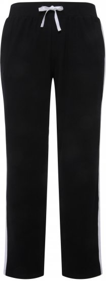 Ulla Popken Side Stripe Adjustable Drawstring Waist Joggers Black - Naisten farkut ja housut isot koot - 