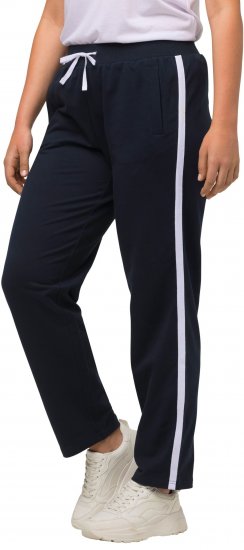 Ulla Popken Side Stripe Adjustable Drawstring Waist Joggers Navy - Farkut & Housut Isoissa Koissa – Plus Size - 