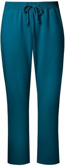 Ulla Popken Basic Drawstring Elastic Waist Cotton Blend Joggers Cerulean - Naisten farkut ja housut isot koot - 