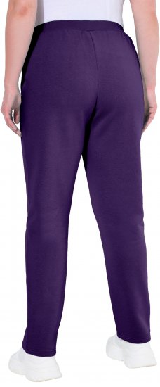 Ulla Popken Basic Drawstring Elastic Waist Cotton Blend Joggers Deep Violet - Naisten farkut ja housut isot koot - 