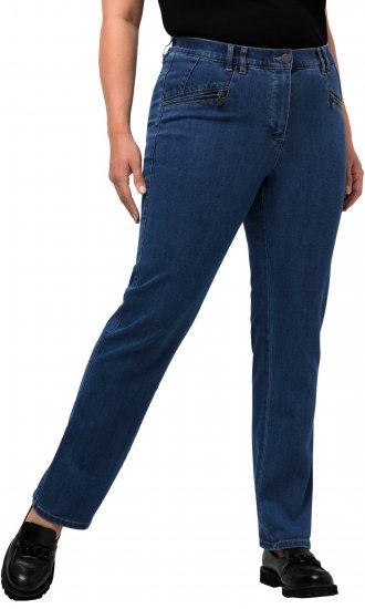 Ulla Popken Mony Elastic Waist Zip Pocket Jeans Blue Denim - Farkut & Housut Isoissa Koissa – Plus Size - 