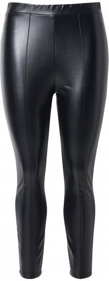Ulla Popken Metallic Faux Leather Leggings Black - Farkut & Housut Isoissa Koissa – Plus Size - 