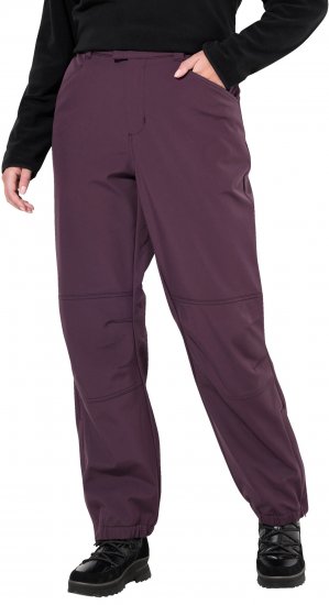 Ulla Popken Softshell Triple Function Fleece Lined Pants Dark Blackberry - Naisten farkut ja housut isot koot - 
