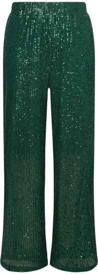 Ulla Popken Wide Leg Sequined Pants Dark Green - Naisten farkut ja housut isot koot - 