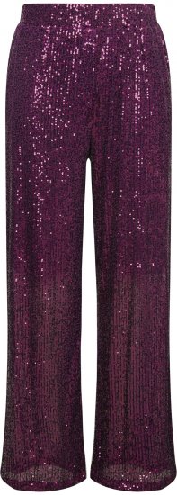 Ulla Popken Wide Leg Sequined Pants Mulberry - Naisten farkut ja housut isot koot - 