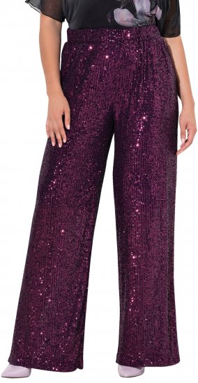 Ulla Popken Wide Leg Sequined Pants Mulberry - Naisten farkut ja housut isot koot - 