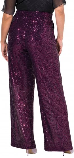 Ulla Popken Wide Leg Sequined Pants Mulberry - Naisten farkut ja housut isot koot - 