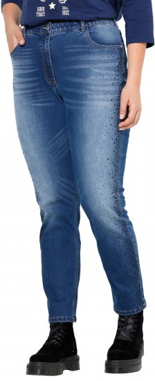 Ulla Popken Rhinestone Detail Stretch Fit Jeans Denim Blue - Naisten farkut ja housut isot koot - 
