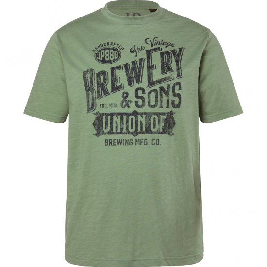 JP1880 T-Shirt Short Sleeve Chest Print Eucalyptus Green - T-paidat - Isot T-paidat 2XL – 14XL