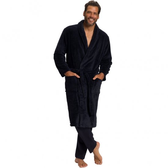 JP1880 Bathrobe with Spacious Patch Pockets Dark Navy - Alusvaatteet & uimavaatteet - Miesten Isot alusvaatteet 