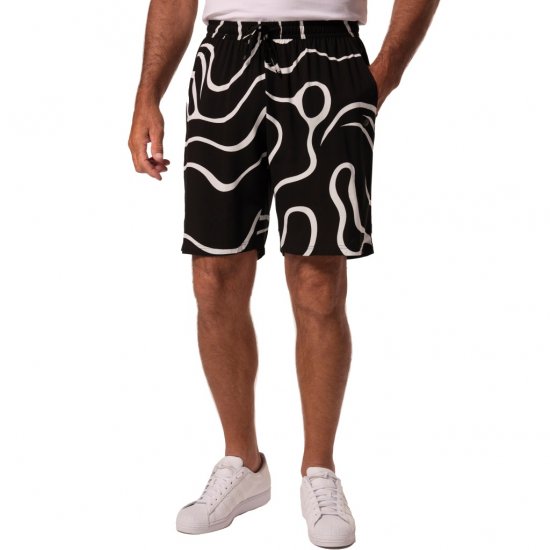 JP1880 Bermuda Shorts Soft Viscose All-over Print Black - Shortsit - Shortsit, isot koot – W40-W60