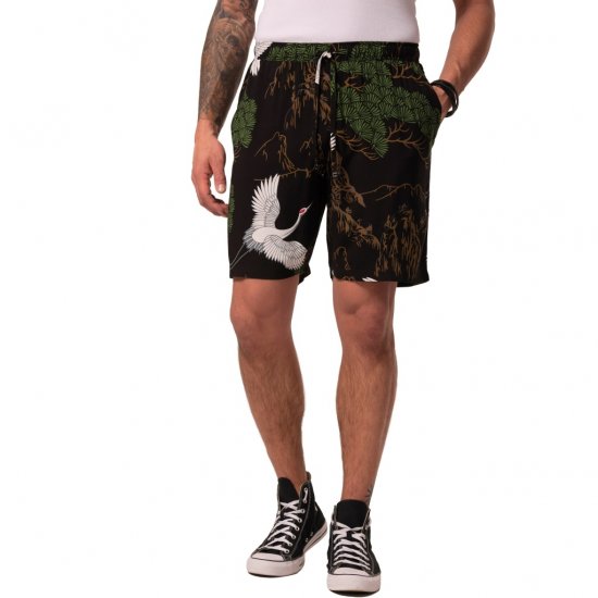 JP1880 Bermuda Shorts All-over Print Black - Shortsit - Shortsit, isot koot – W40-W60