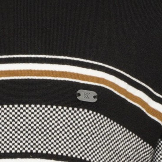 Kam Jeans 93 Stripe 1/4 Zipper Knitted Sweater Black - Hupparit ja collegepaidat - Miesten hupparit ja collegepaidat isot koot