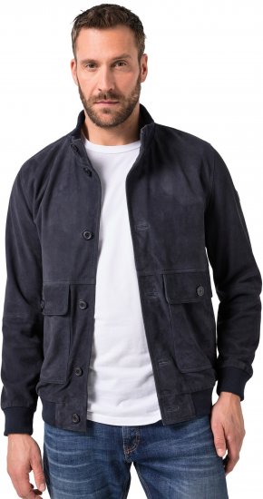 JP1880 Soft Goatskin Suede Leather Jacket Navy - Nahkatakit - Nahkatakit isoissa kooissa