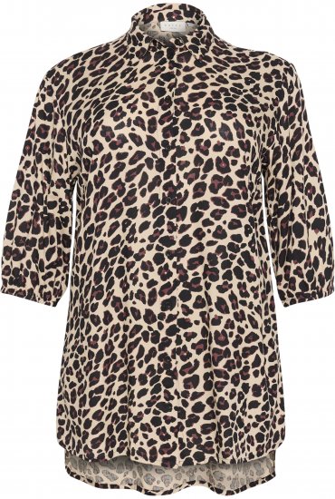 Kaffe Curve Sonna Paita Leopardikuosi - Naisten puserot ja tunikat isot koot - 