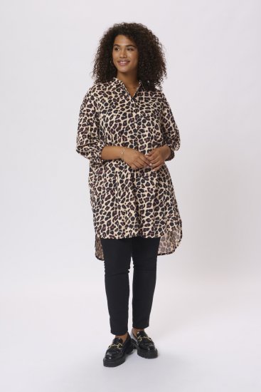Kaffe Curve Sonna Paita Leopardikuosi - Naisten puserot ja tunikat isot koot - 