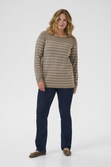 Kaffe Curve Linia Boatneck Pullover Morel Melange with Silver Lurex - Neulepaidat - 