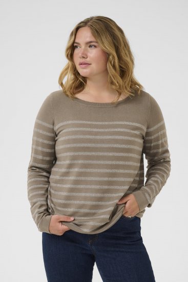 Kaffe Curve Linia Boatneck Pullover Morel Melange with Silver Lurex - Neulepaidat - 