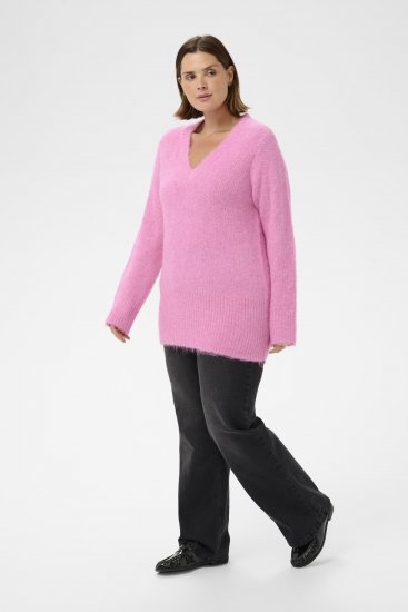 Kaffe Curve Emilia Pullover Pink Power Melange - Neulepaidat - 