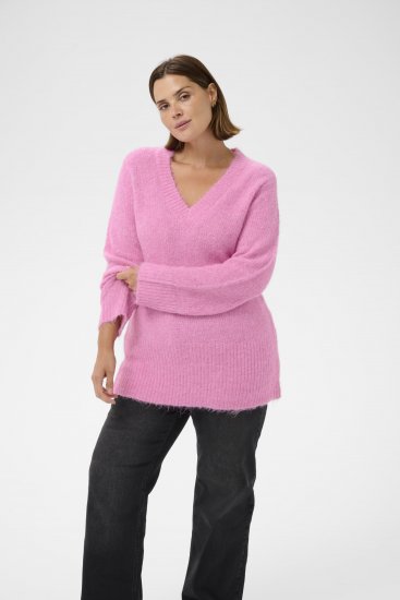 Kaffe Curve Emilia Pullover Pink Power Melange - Neulepaidat - 