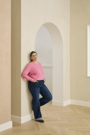 Kaffe Curve Emilia Pullover Pink Power Melange - Neulepaidat - 