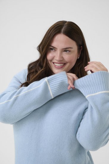 Kaffe Curve Jina Knit Pullover Powder Blue Melange - Neulepaidat - 