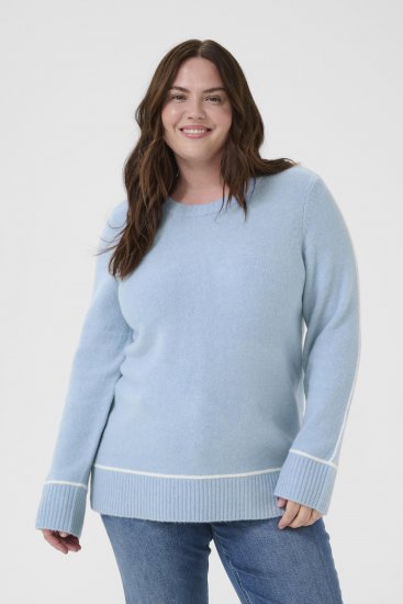 Kaffe Curve Jina Knit Pullover Powder Blue Melange - Neulepaidat - 