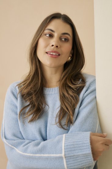 Kaffe Curve Jina Knit Pullover Powder Blue Melange - Neulepaidat - 