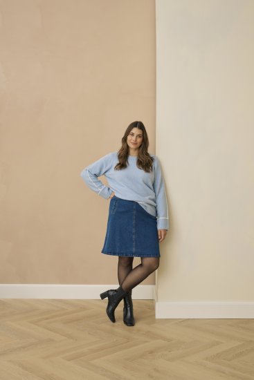 Kaffe Curve Jina Knit Pullover Powder Blue Melange - Neulepaidat - 