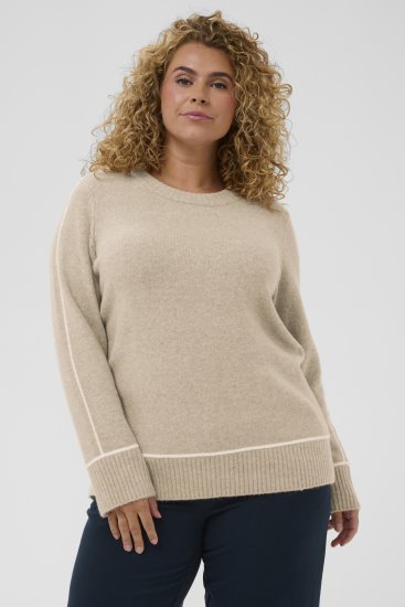Kaffe Curve Jina Knit Pullover Feather Grey Melange - Neulepaidat - 