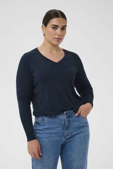 Kaffe Curve Lizzy Long Sleeve Pullover Midnight Marine - Neulepaidat - 
