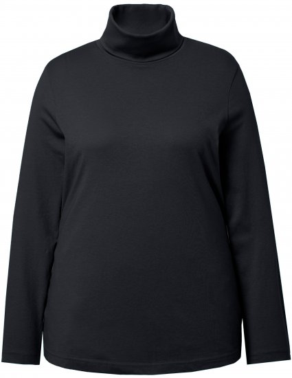 Ulla Popken Basic Long Sleeve Slim Fit Turtleneck Black - Naisten hupparit ja collegepaidat isot koot - 