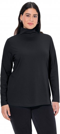 Ulla Popken Basic Long Sleeve Slim Fit Turtleneck Black - Naisten hupparit ja collegepaidat isot koot - 