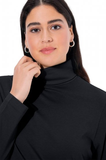 Ulla Popken Basic Long Sleeve Slim Fit Turtleneck Black - Naisten hupparit ja collegepaidat isot koot - Mukavat collegepaidat, huput ja neuleet